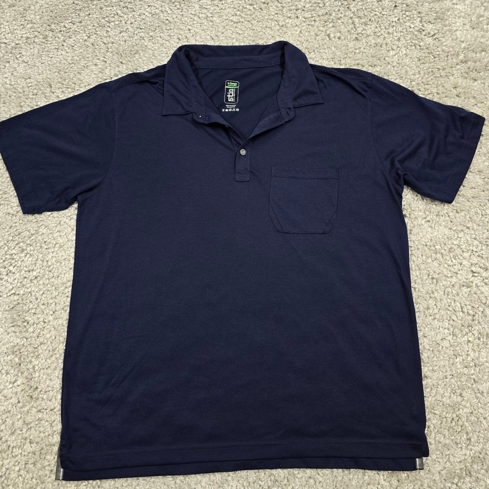 Stio Mens Divide Polo Shirt Stretch Navy Pocket Size XL Outdoor Golf Casual